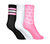 3PK GIRLS NON TERRY CREW, PINK/BLACK