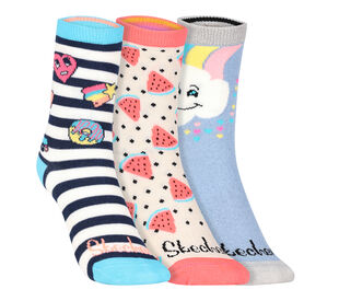 3 Pack of GIRLS NON TERRY CREW- FLA, MMULTI