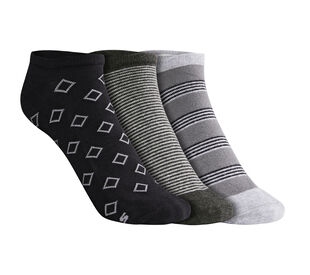 3 Pack of MENS FLAT KNIT NO SHOW, BLACK/GREY