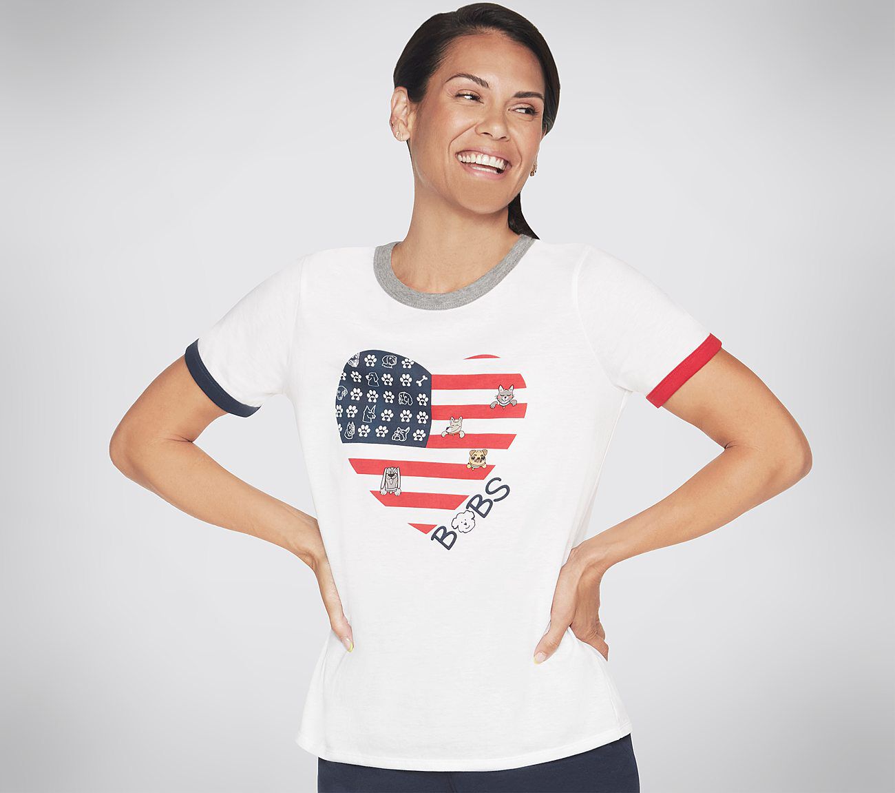 Skechers t cheap shirt womens silver