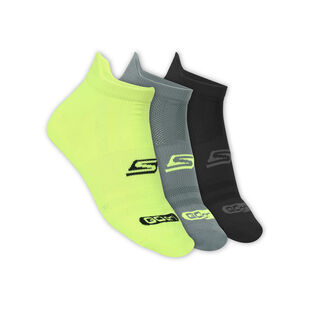 3 Pack of MENS NON TERRY LOW CUT, BLACK/CHARCOAL/LIME