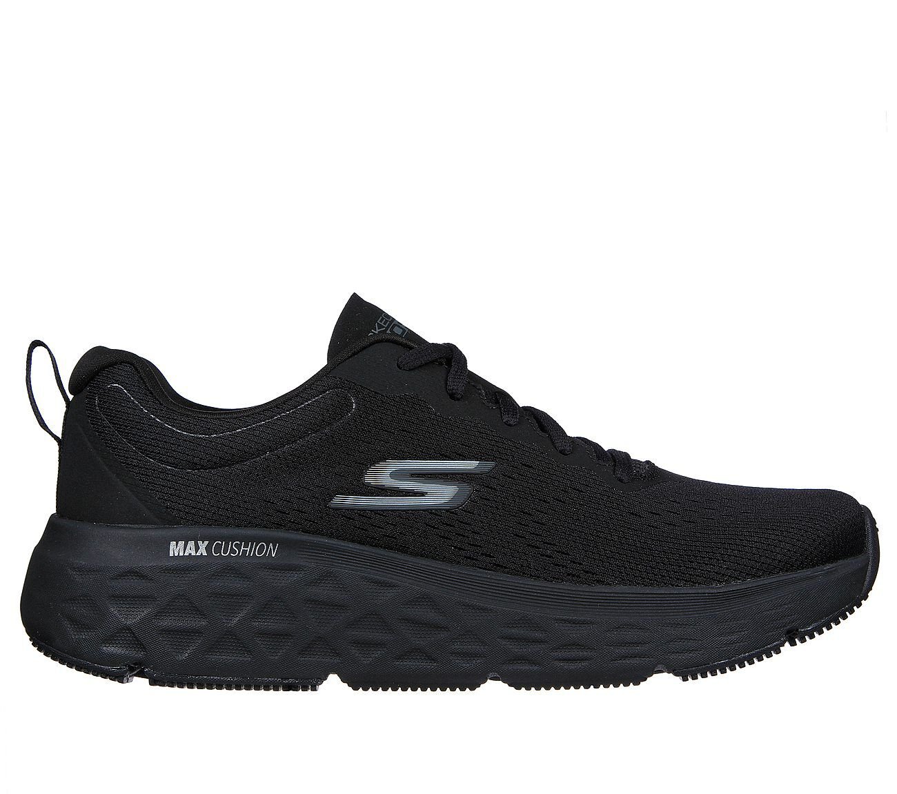 Skechers black leather best sale trainers