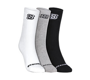 3 Pack of MENS 1/2 TERRY CREW, WHITE/BLACK/GREY