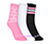 3 Pack of GIRLS NON TERRY CREW, PINK/BLACK