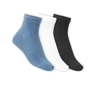 3 Pack of Mens Non Terry Ankle, WHITE/BLACK/BLUE