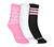 3PK GIRLS NON TERRY CREW, PINK/BLACK