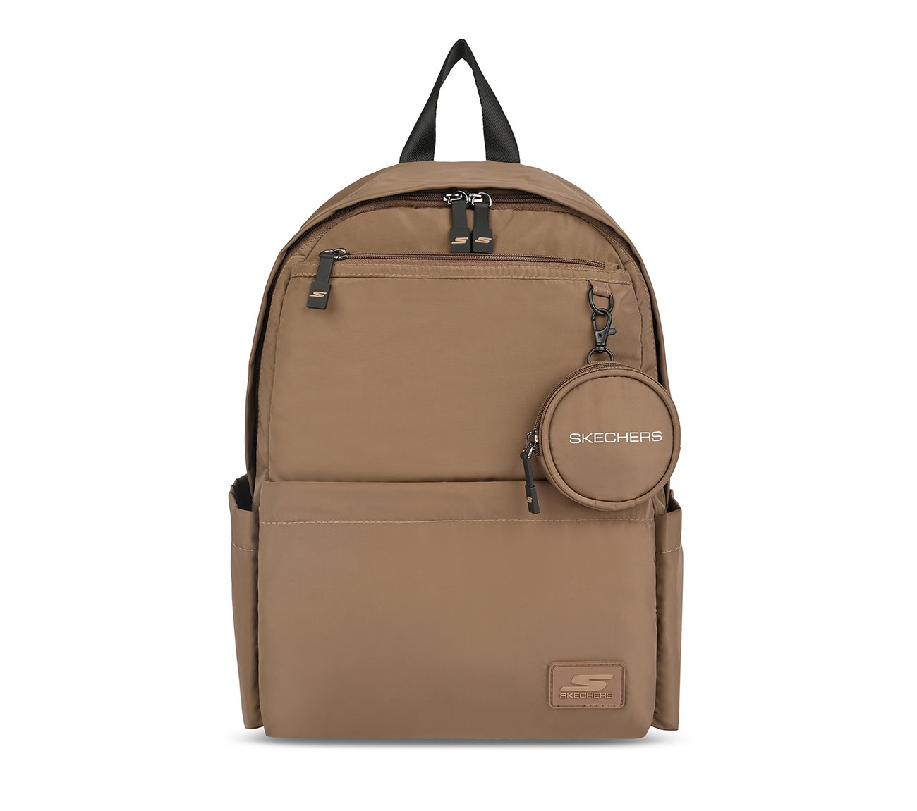 MICRO POLYESTER SINGLE COMPARTMENT & COIN POUCH BACKPACK, BROWN