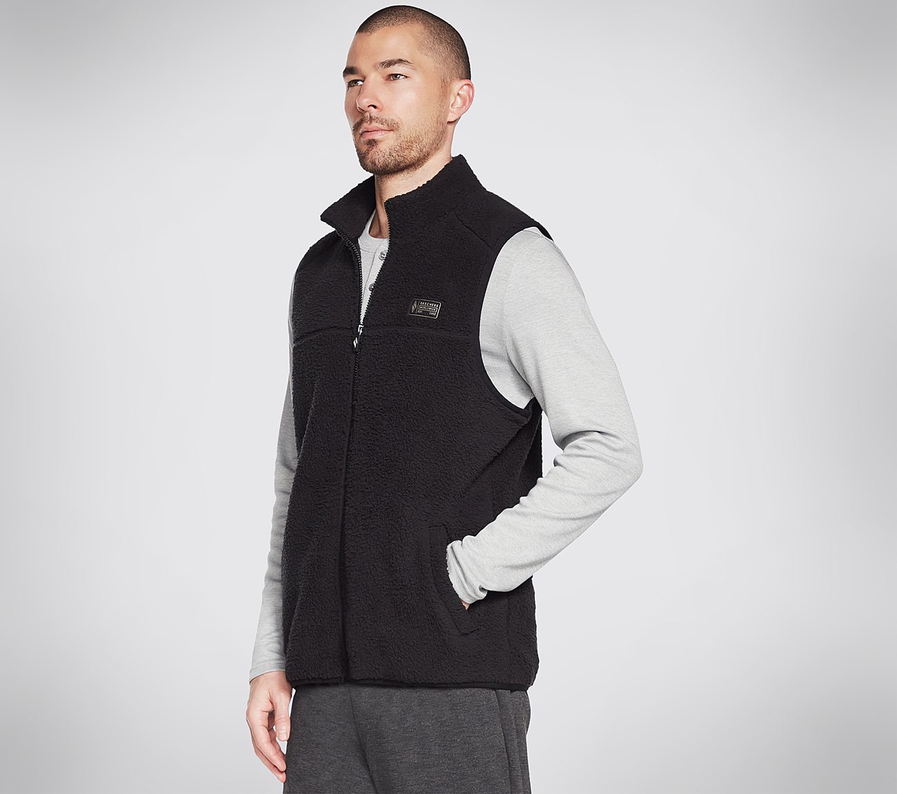 SKECHERS SHERPA VEST, BBBBLACK Apparels Bottom View