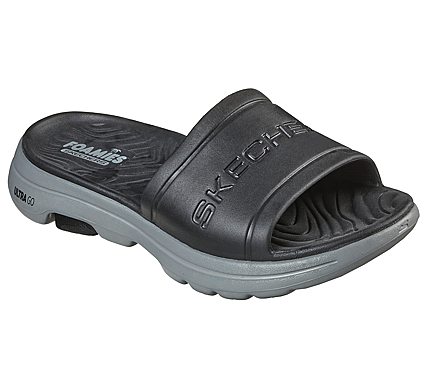 GO WALK 5 - SURFS OUT, BLACK/GREY Footwear Lateral View