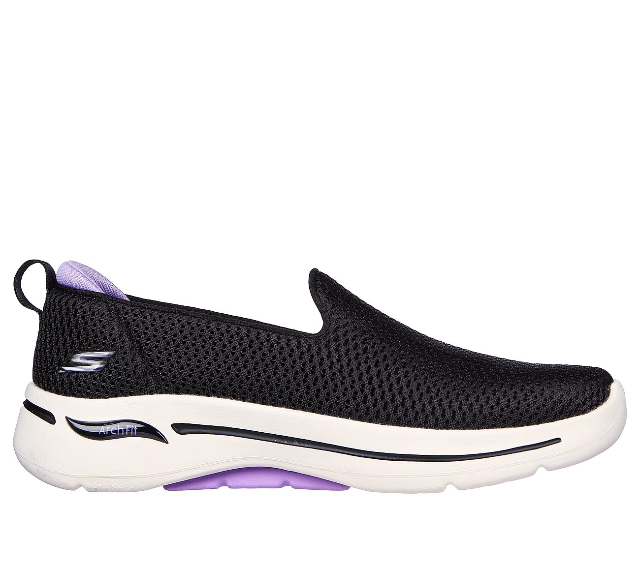 Skechers Black/Lavender Go-Wark-Arch-Fit-H Womens Slip On Shoes - Style ...