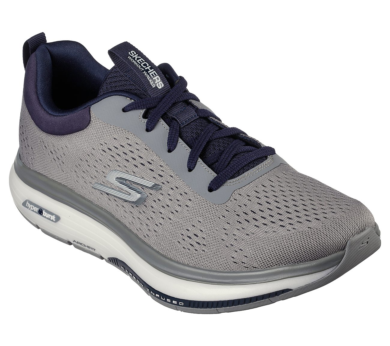 GO WALK WORKOUT WALKER-OUTPAC, GREY/NAVY Footwear Lateral View