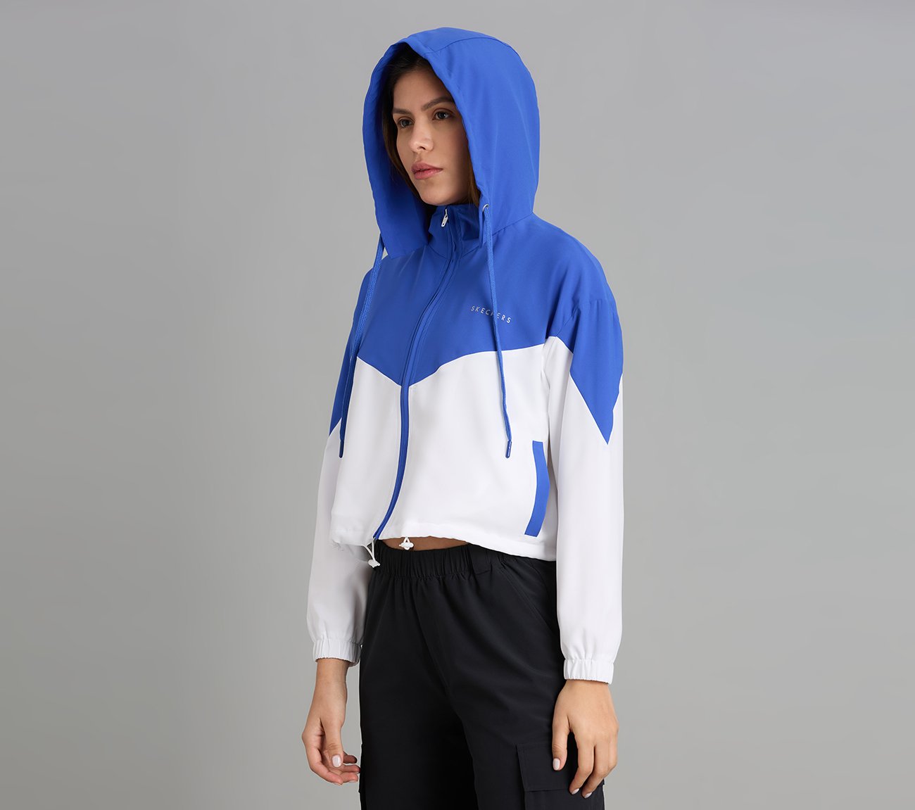 COLOR BLOCKED JACKET, WHITE