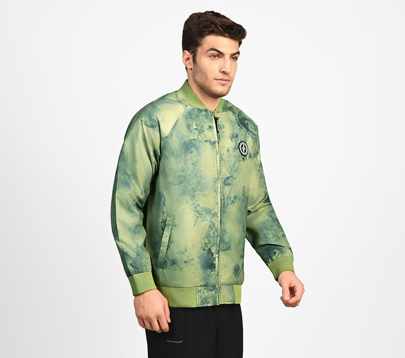 OASIS SMOKE BOMBER JACKET, LIGHT GREY/GREEN Apparels Top View