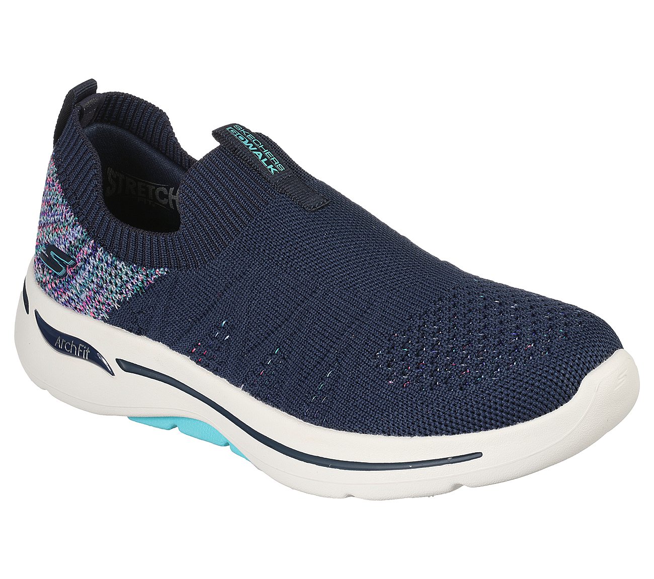 GO WALK ARCH FIT - FUN TIMES, NAVY/MULTI Footwear Lateral View