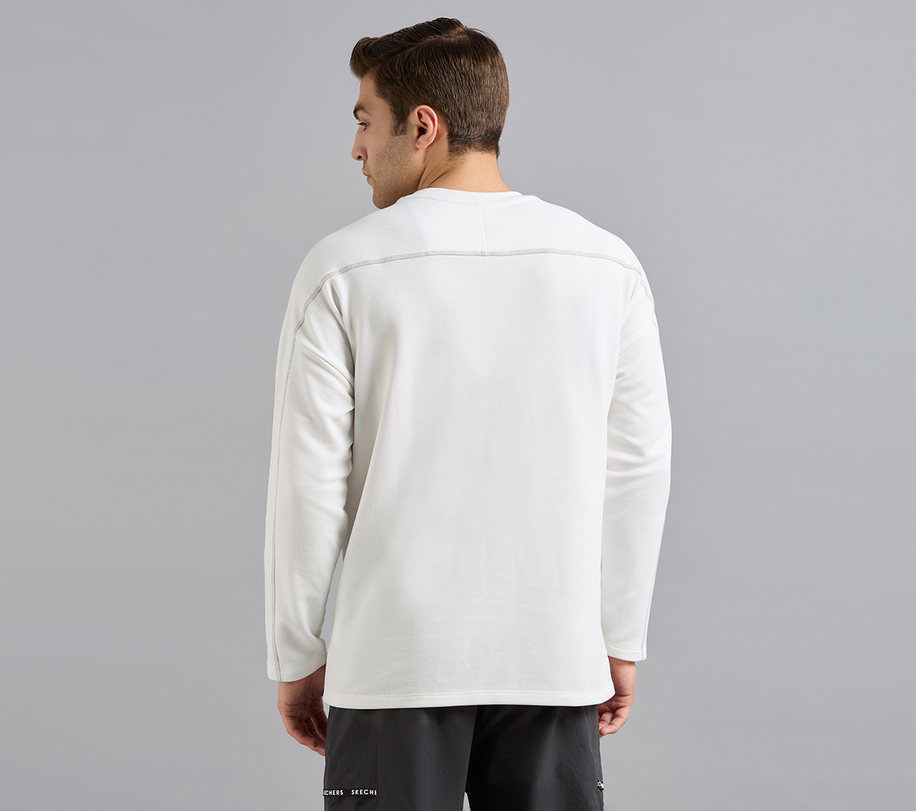 OVERSIZED CONTRAST FLATLOCK TEE, WHITE