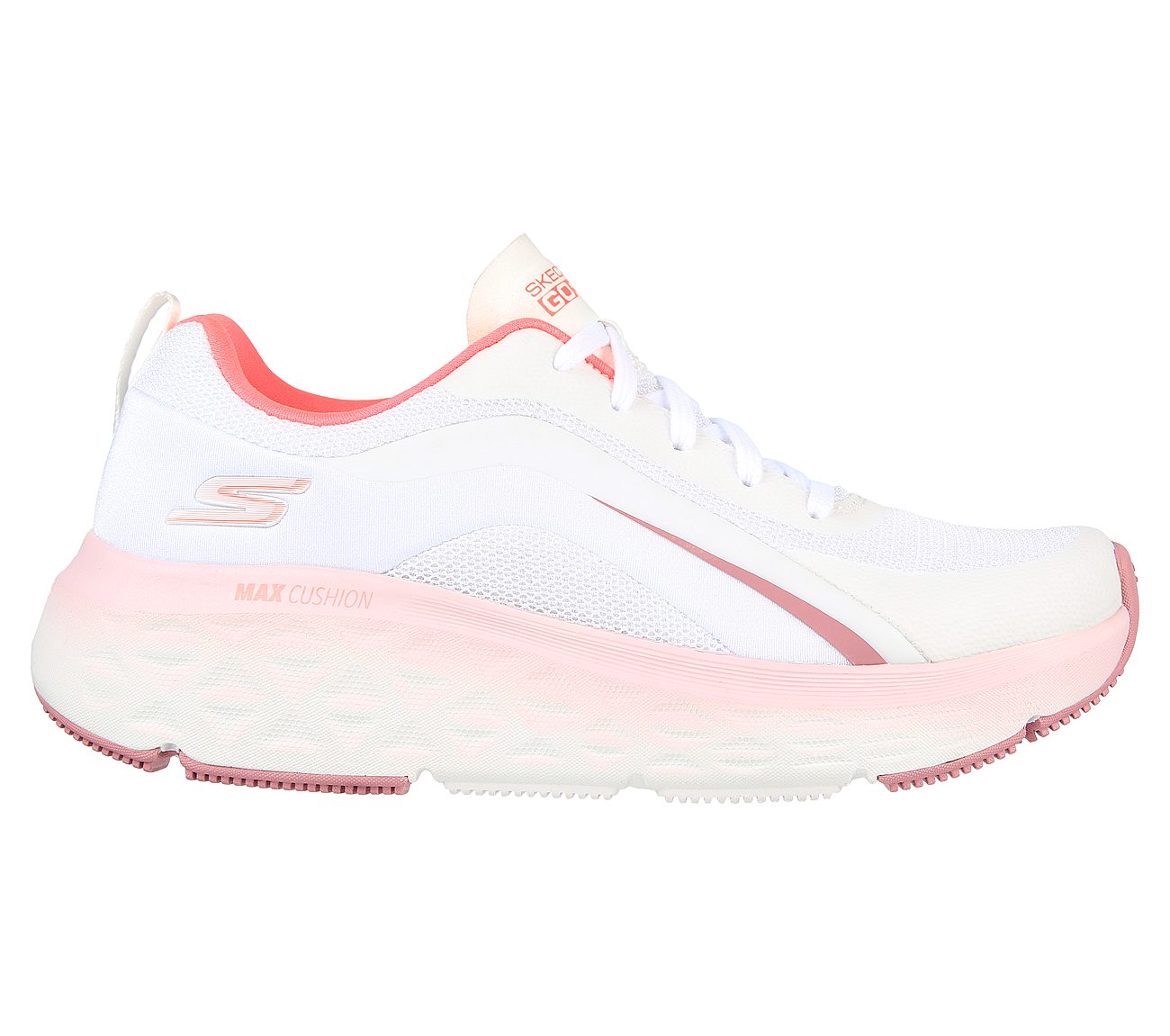 MAX CUSHIONING DELTA - ALECTR, WHITE/HOT CORAL Footwear Lateral View
