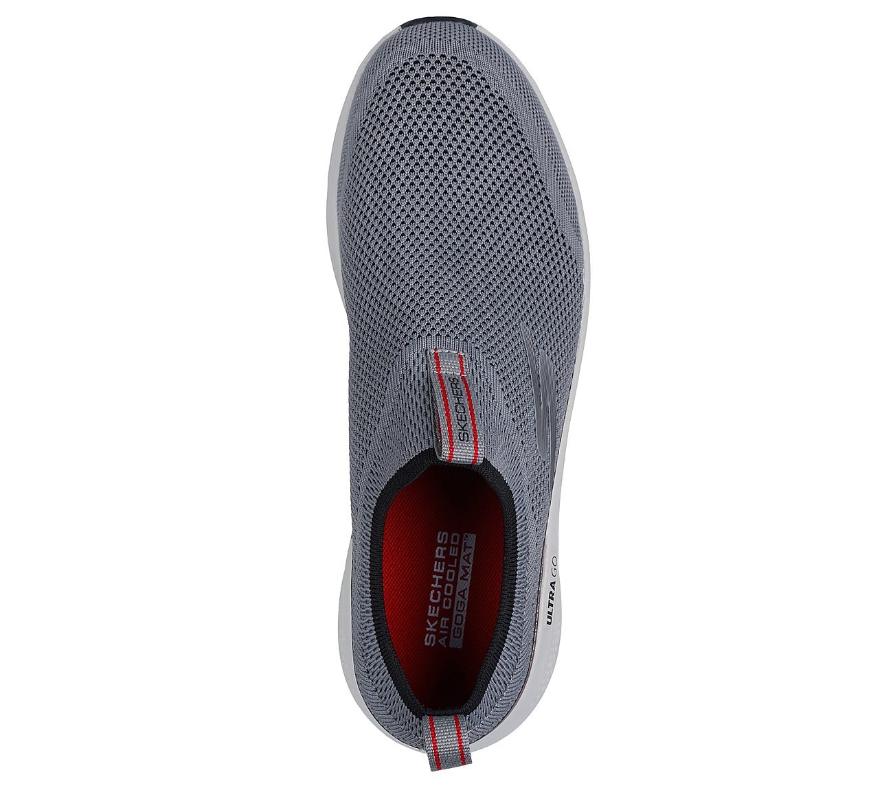 GO RUN VELOCITY, GREY/RED Footwear Top View