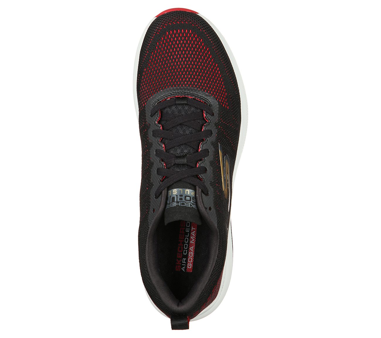 GO RUN PULSE - STRADA, BLACK/RED Footwear Top View