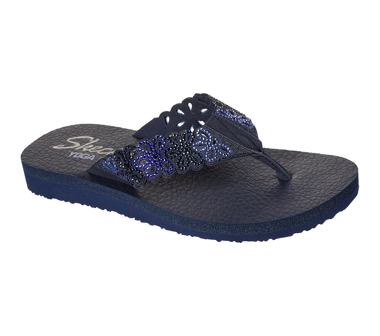 MEDITATION - SIMPLE FLORAL, NAVY/BLUE Footwear Lateral View