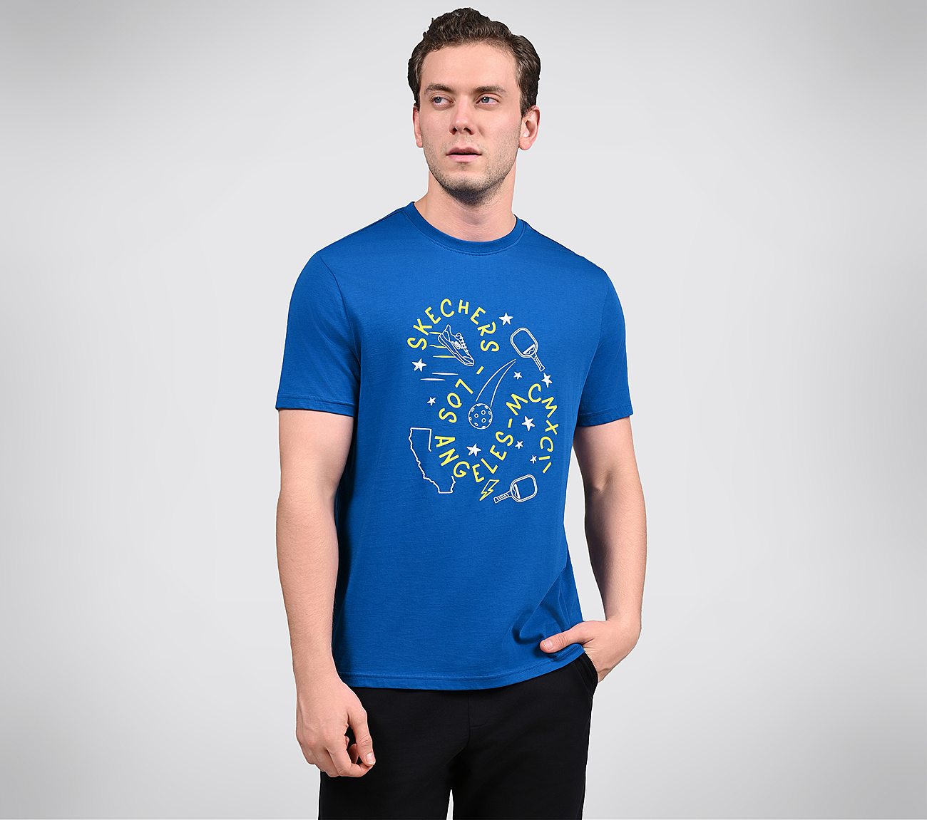 CORE VARSITY DOODLE TEE, BLACK/SILVER/ROYAL Apparels Lateral View