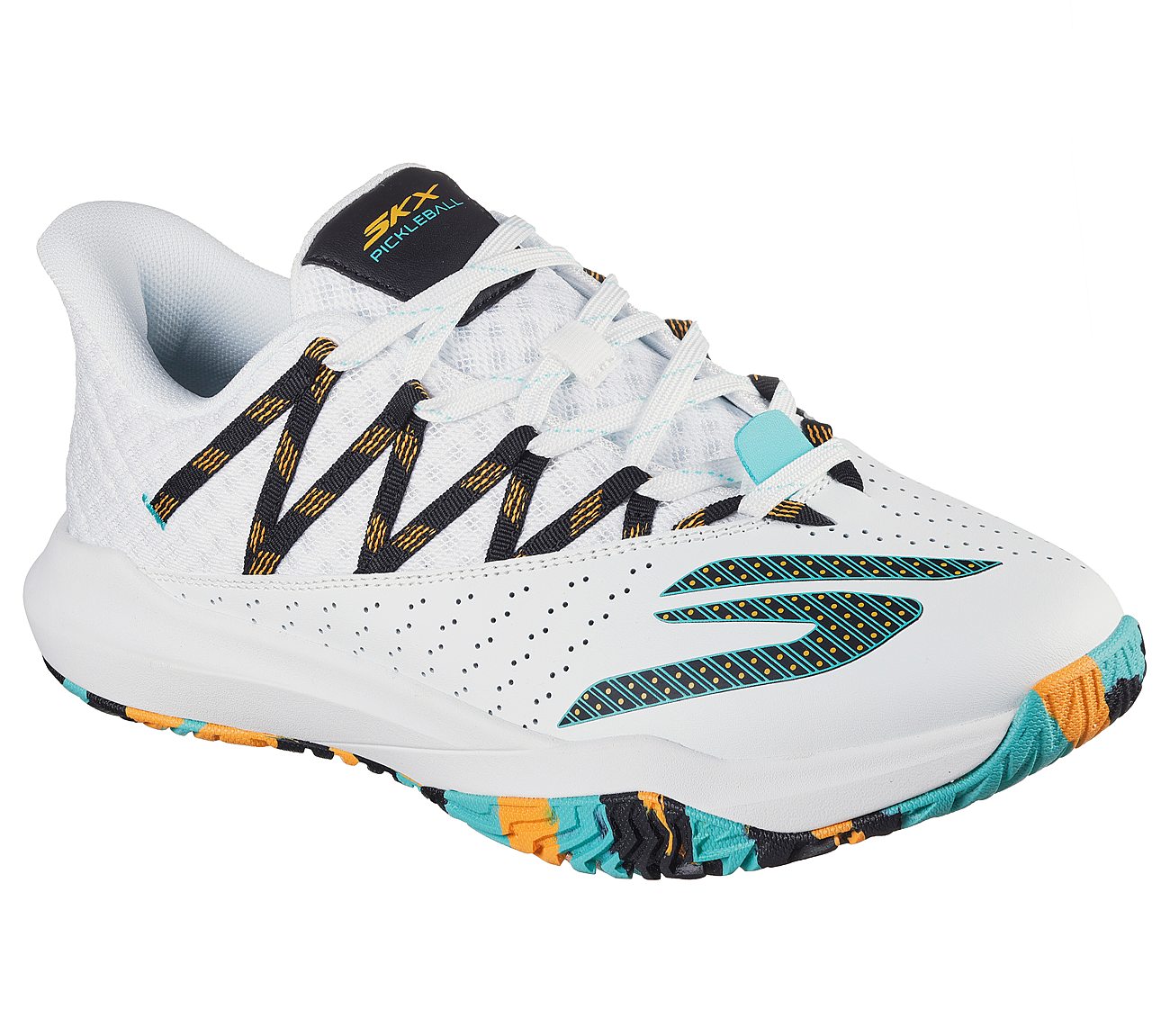 SKECHERS VIPER COURT RALLY, WHITE/TURQUOISE
