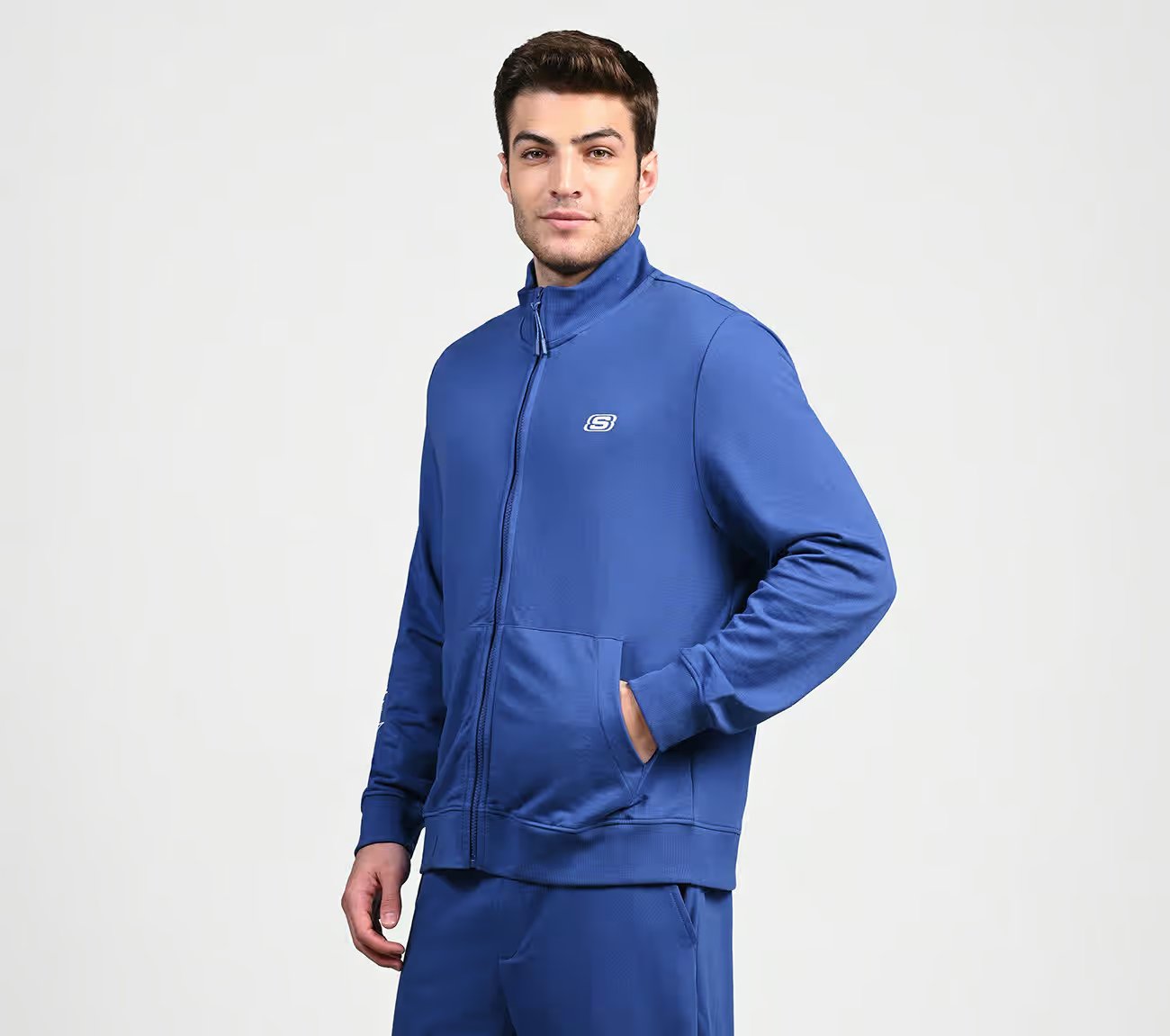 SKSECHERS LIFESTYLE JACKET, ROYAL/BLUE Apparel Top View