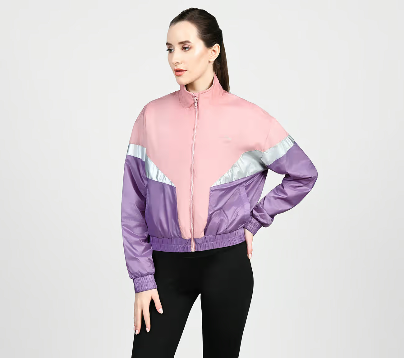 SL MOTO JACKET, WHITE/GREY/PINK Apparels Top View