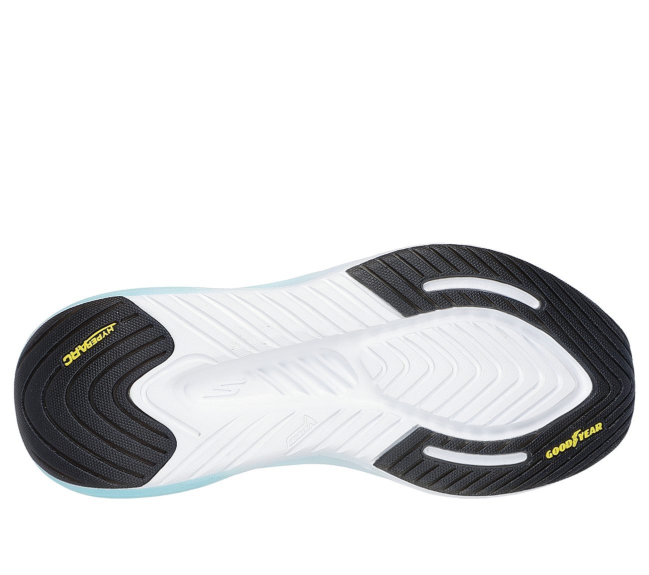 GO WALK MAX WALKER - SALLY, BLACK/AQUA Footwear Bottom View