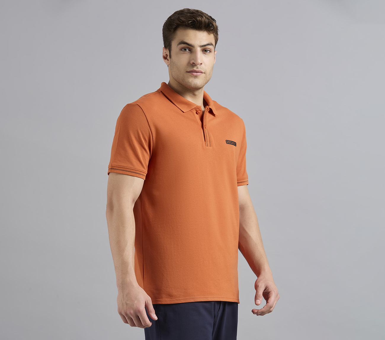 DUAL HIGHLIGHT TIPPING POLO, CHARCOAL/ORANGE