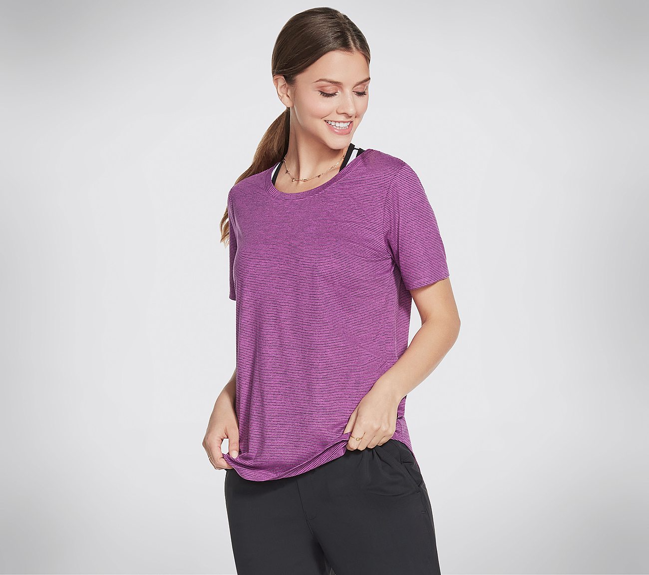 HARMONY STRIPE TOP, PURPLE/HOT PINK Apparels Lateral View