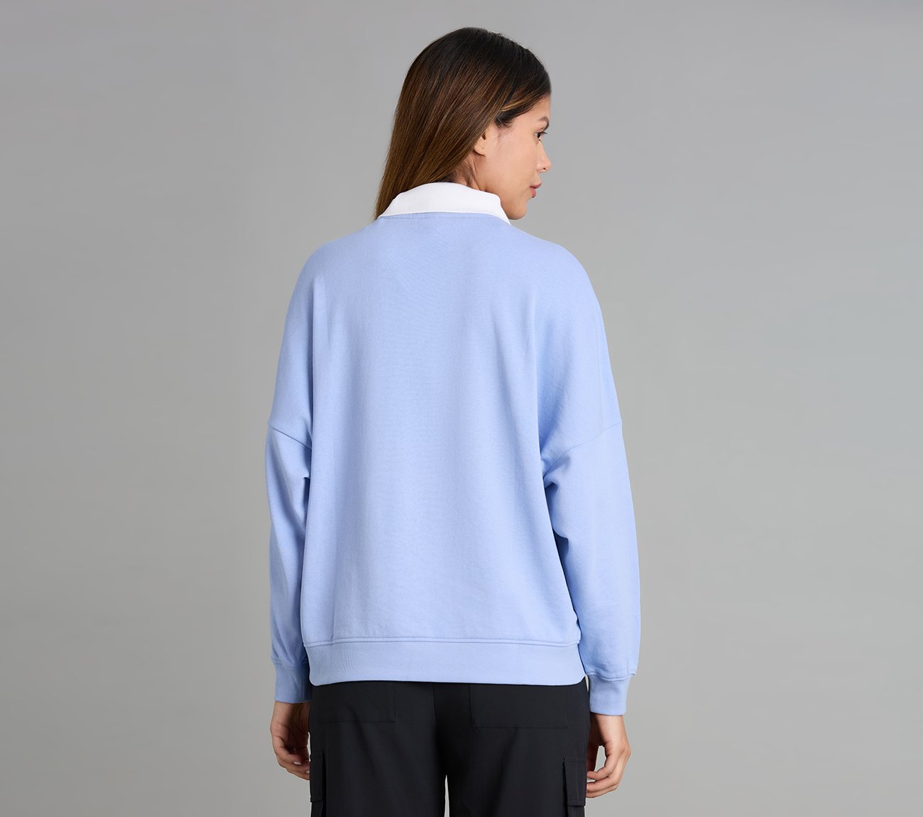OVERSIZED LONG SLEEVED TEE, GRAY/AQUA/PINK