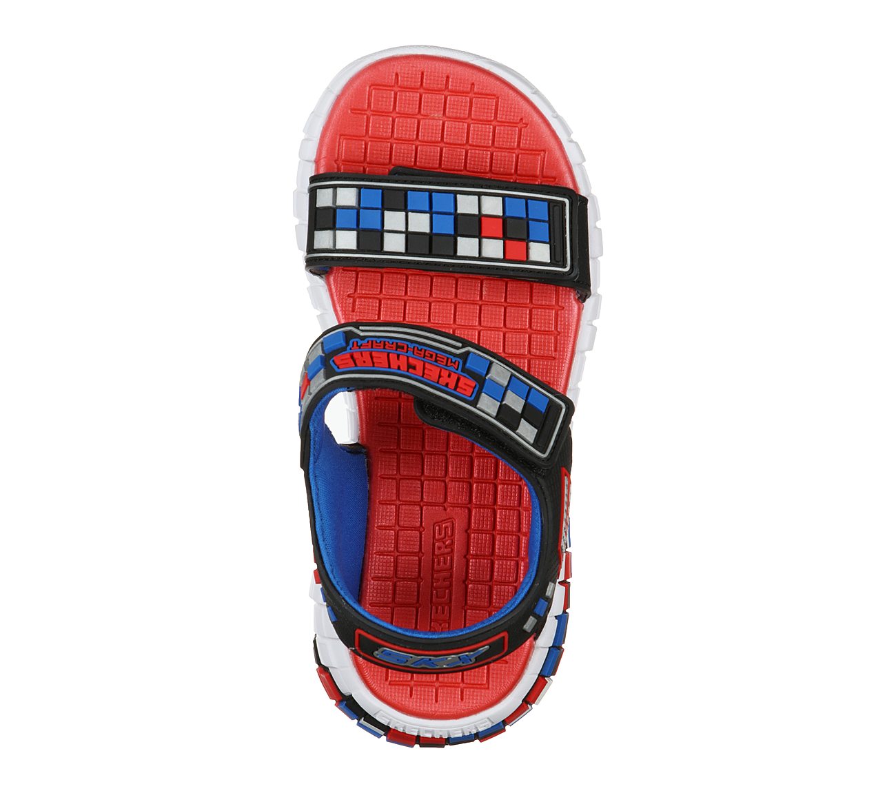 MEGA-CRAFT SANDAL, BLACK/SILVER/RED Footwear Top View