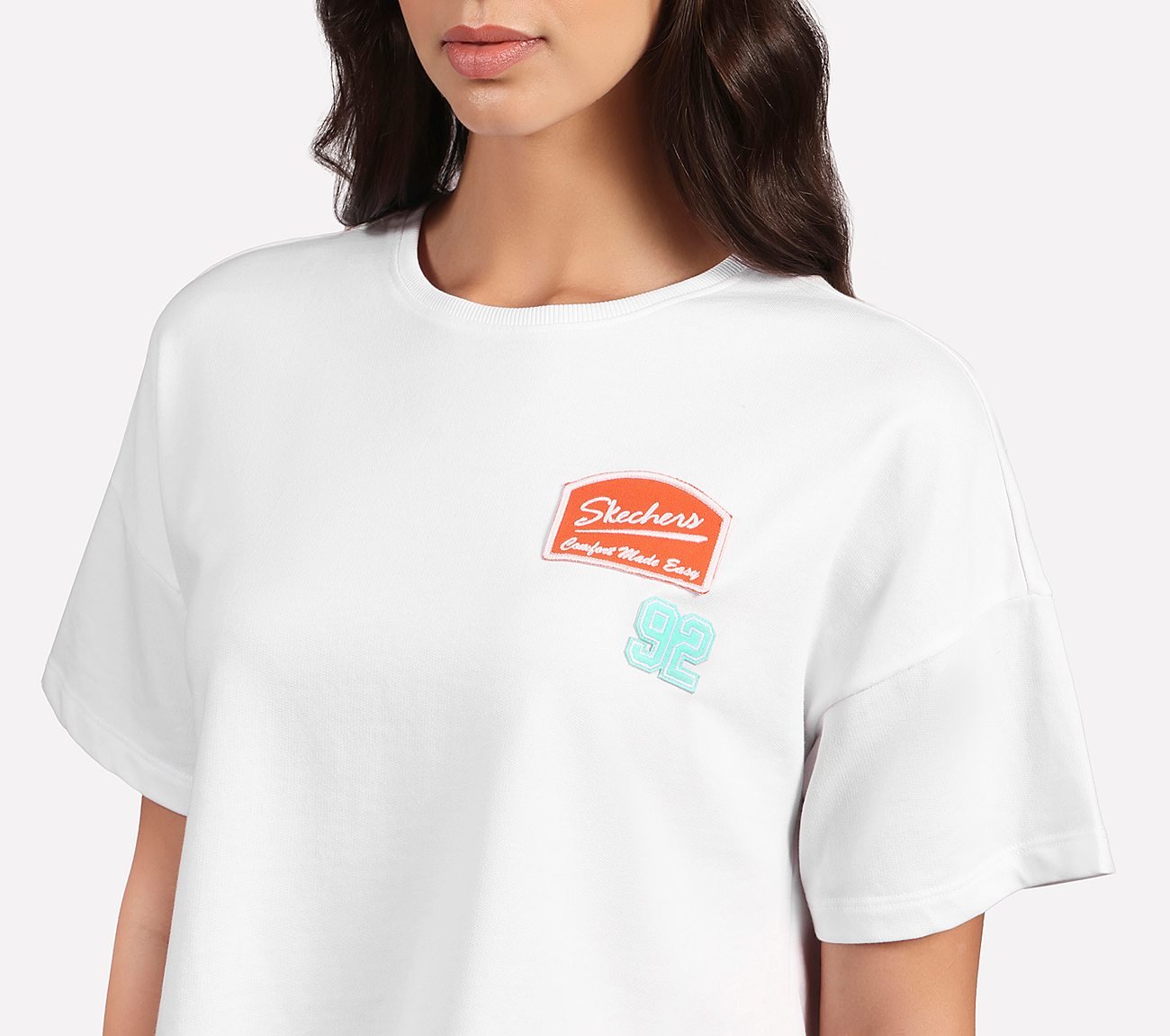 DROP SHOULDER BADGE T-SHIRT, WHITE Apparels Right View