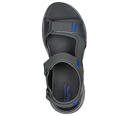 GO WALK ARCH FIT SANDAL-MISSI, CHARCOAL/BLUE Footwear Top View