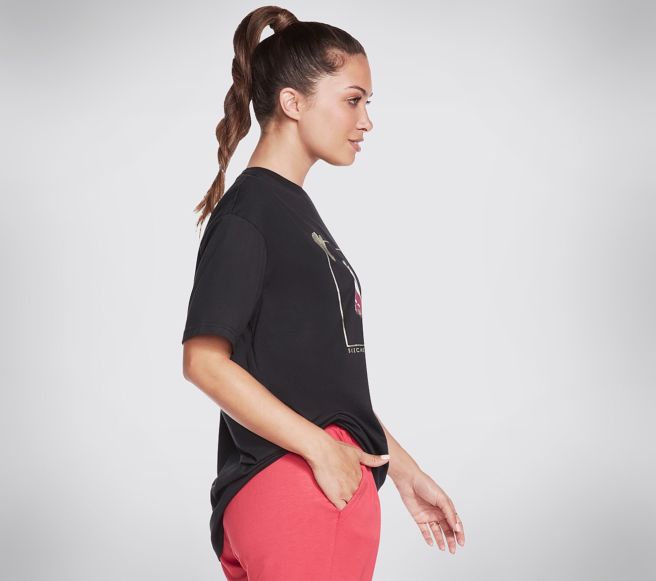 SKECHERS DLITES EVERYBODY TEE, BBBBLACK Apparel Bottom View