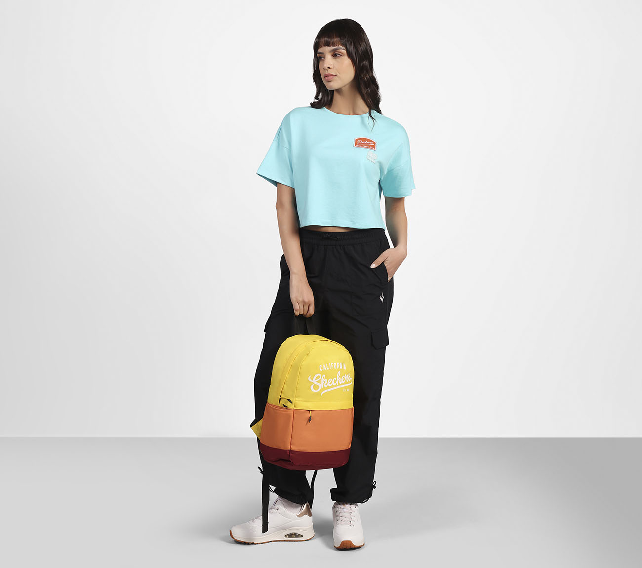 DROP SHOULDER BADGE T-SHIRT, SILVER/PURPLE/TURQUOISE Apparel Right View