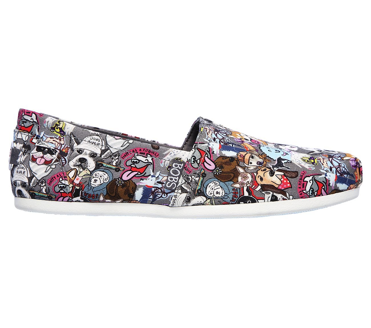 BOBS PLUSH - DOGGONE IT, GREY/MULTI Footwear Lateral View