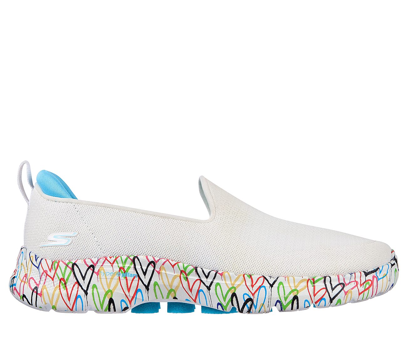 GO WALK 6 - ICONIC HEARTS, WHITE/MULTI Footwear Lateral View