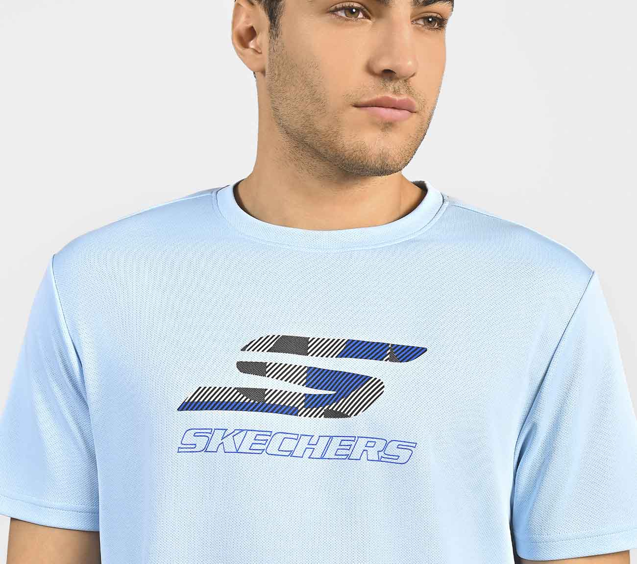 LOGO GRAPHIC PRINT T-SHIRT, CHARCOAL/LT. BLUE Apparel Right View
