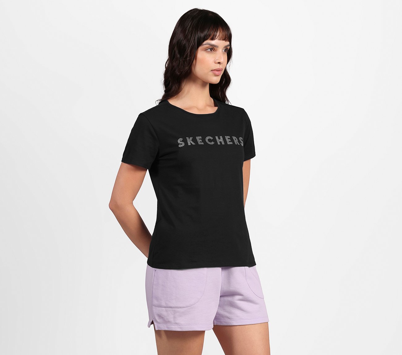 CREW NECK DIAMONTE TEE, BLACK Apparel Bottom View