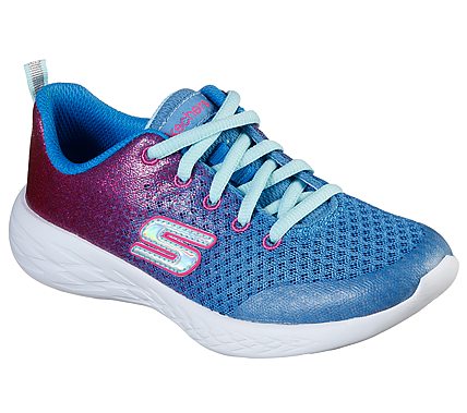 GO RUN 600-SPARKLE SPEED, BLUE/NEON PINK Footwear Lateral View