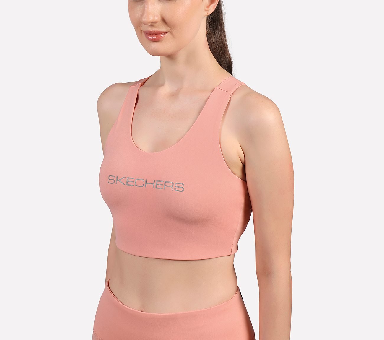 CHEST BRANDING CLEAN FINISH SPORT BRA, PURPLE/YELL Apparels Right View