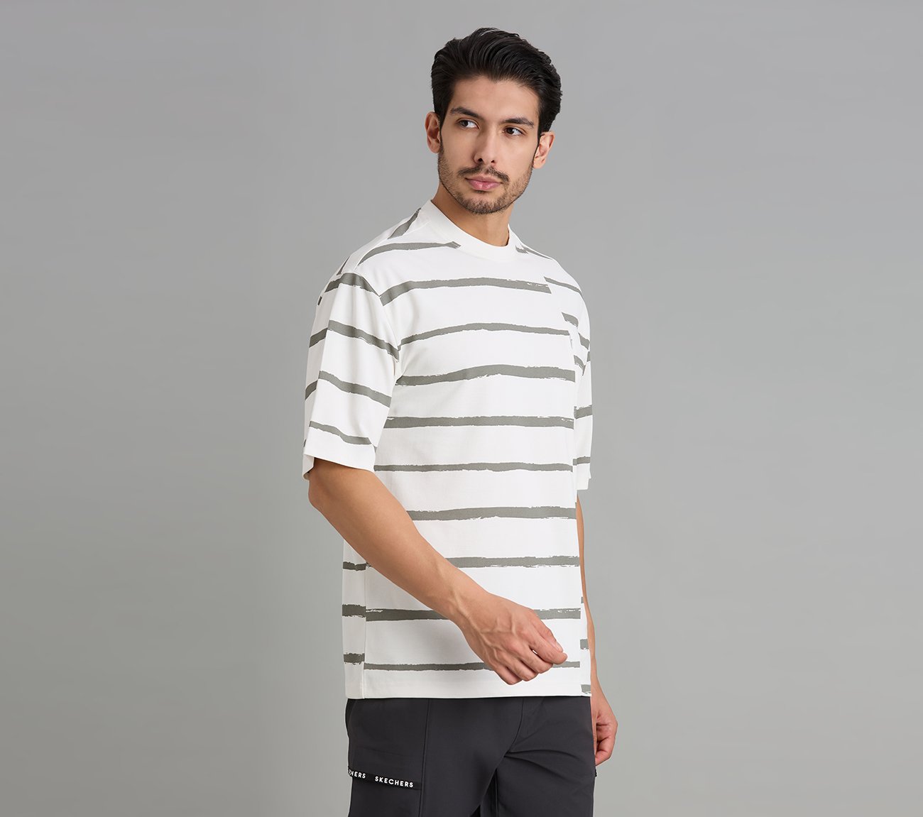 MISMATCH STRIPE PANEL TEE, WHITE
