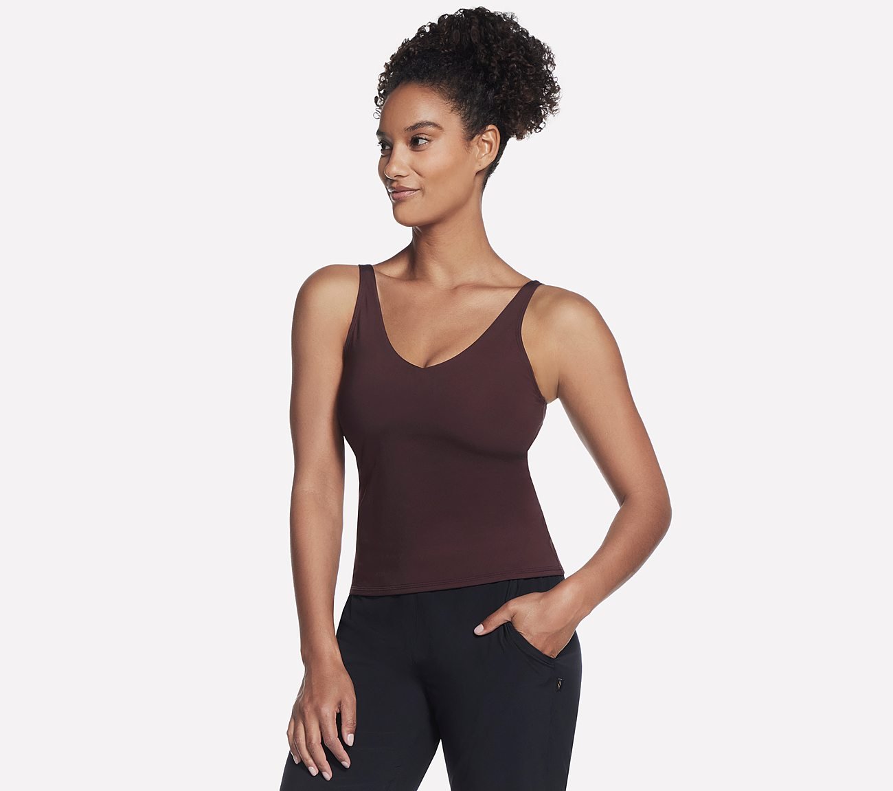 GOSCULPT V NECK TANK, BURGUNDY/BROWN Apparels Bottom View