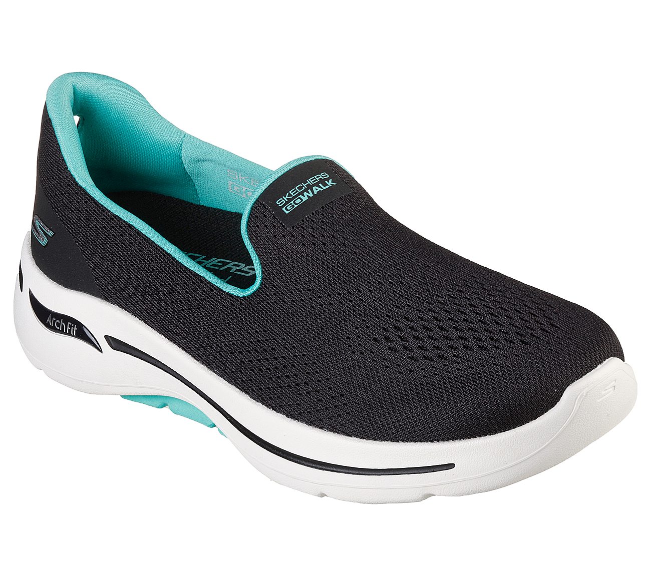 GO WALK ARCH FIT - IMAGINED, BLACK/TURQUOISE Footwear Right View
