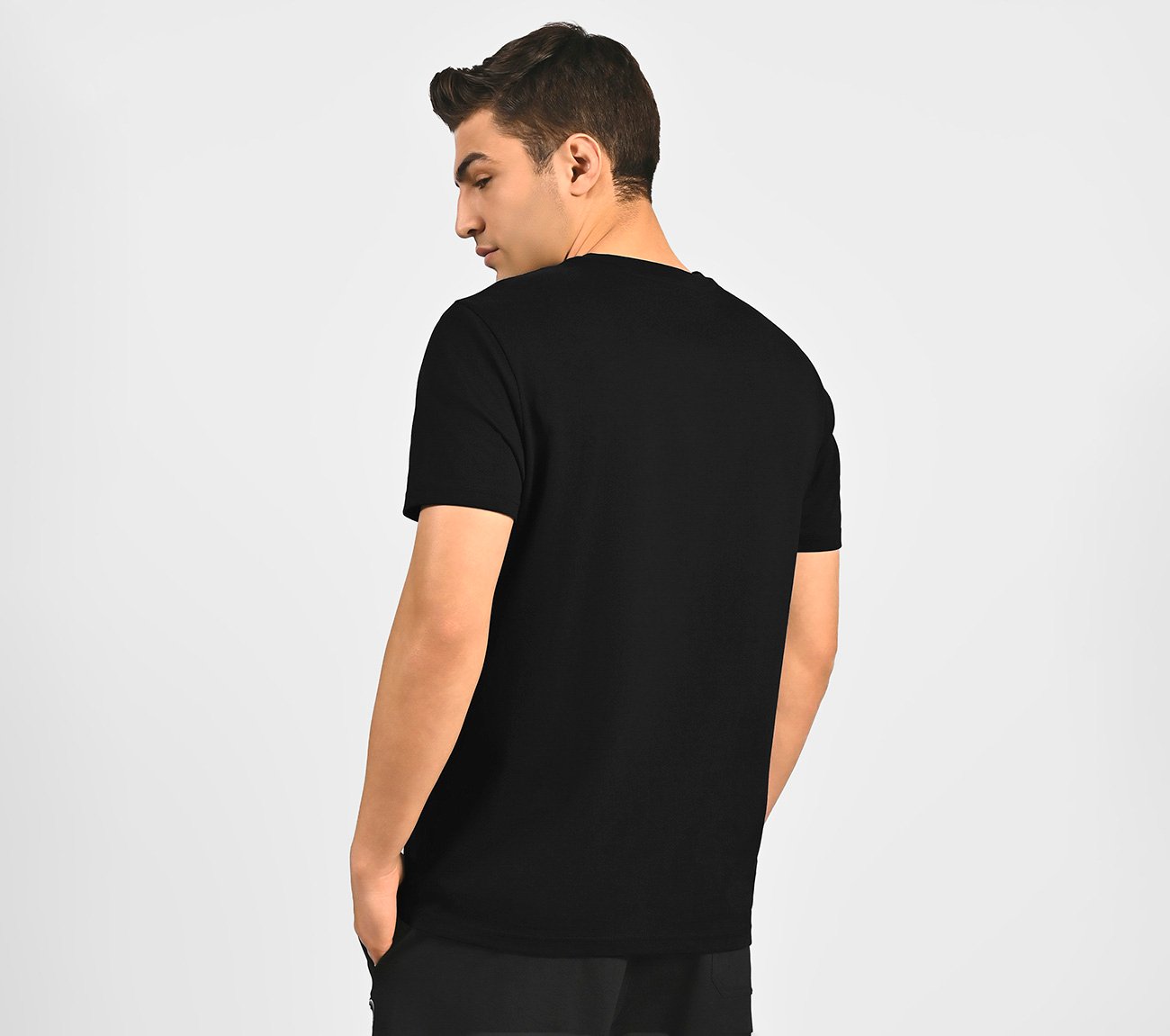 DUAL PRINT VARSITY GRAPHIC T-SHIRT, BLACK Apparel Left View