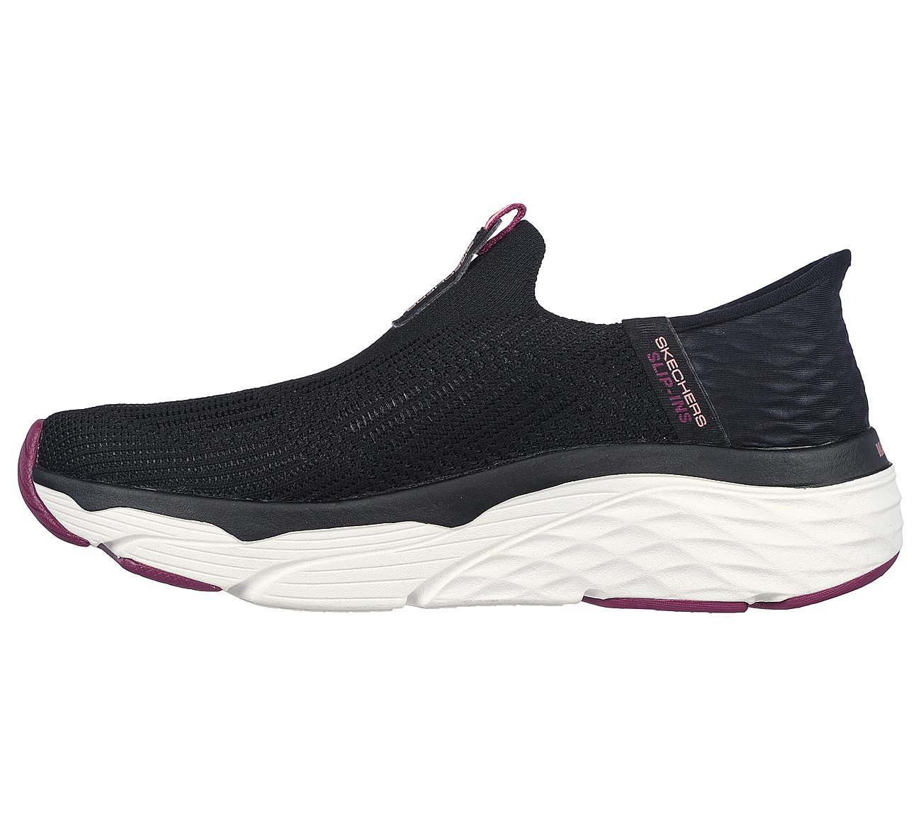 MAX CUSHIONING ELITE-SMOOTH T, BLACK/BURGUNDY Footwear Left View