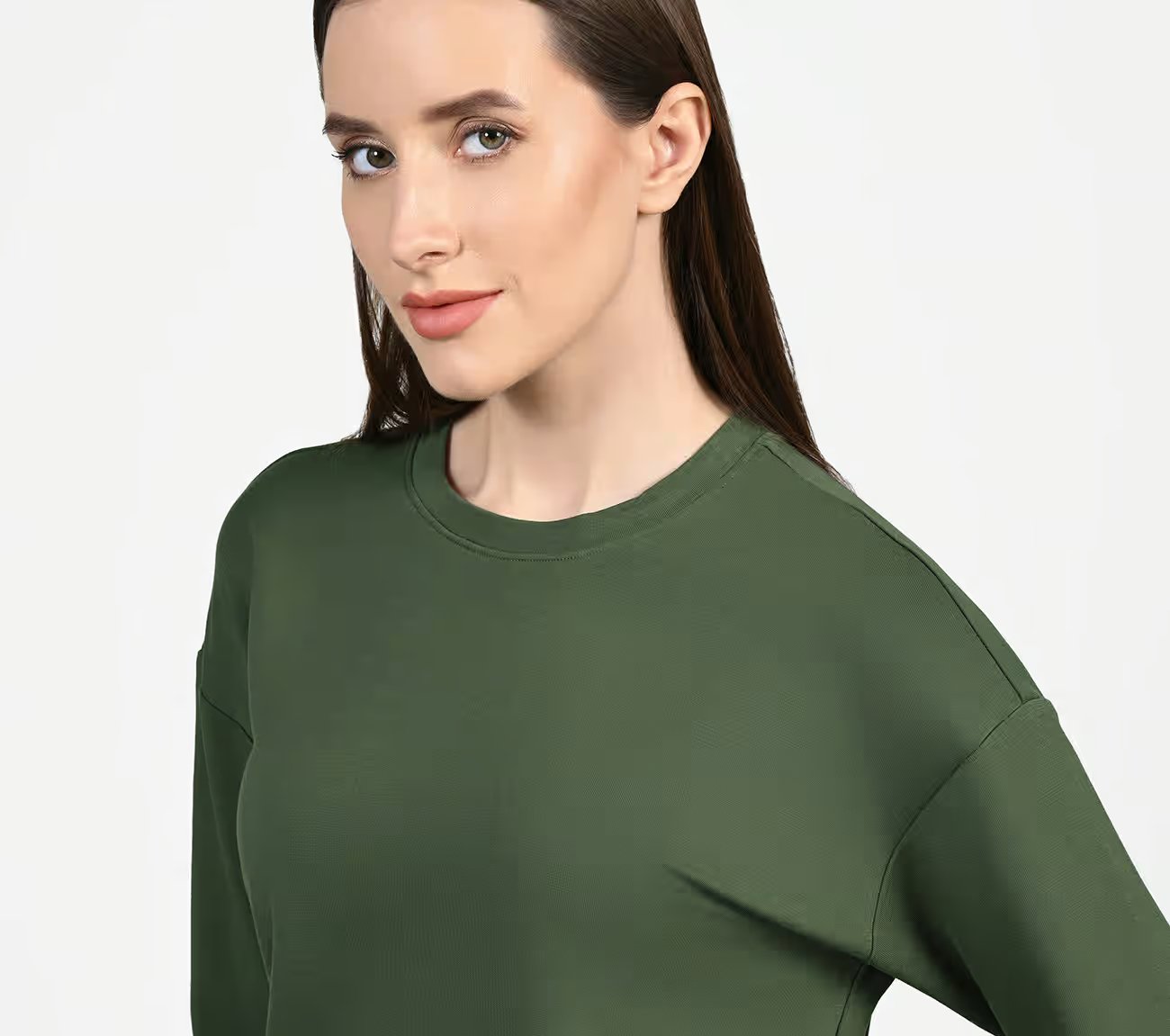 SKECHLUXE RENEW CREW, OLIVE/BLACK Apparels Right View