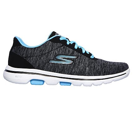 GO WALK 5-TRUE, BLACK/AQUA Footwear Right View