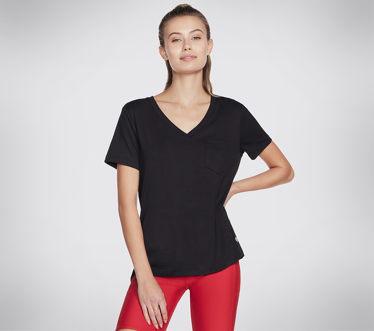 GODRI SERENE V-NECK TEE, BBBBLACK Apparels Lateral View